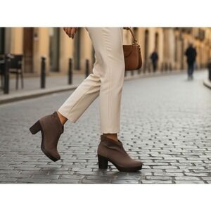 Pedro Miralles Adana Taupe Stretch Suede Heeled Ankle Boots | Luxe Spanish EU 39
